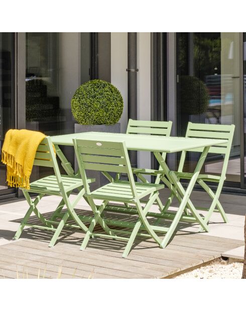 Gartenset Marius TB140 Klapptisch + 4 Marius CP Klappstühle Lagune - 140x80x73 cm