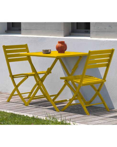 Gartenset Marius TB70 Klapptisch + 2 Marius CP Klappstühle senfgelb - 70x70x73 cm