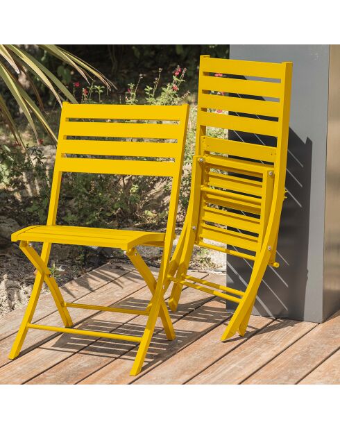 Gartenset Marius TB70 Klapptisch + 2 Marius CP Klappstühle senfgelb - 70x70x73 cm