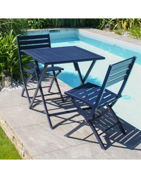 Gartenset Marius TB70 Klapptisch + 2 Marius CP Klappstühle marine - 70x70x73 cm
