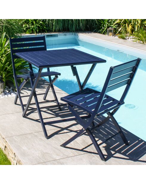 Gartenset Marius TB70 Klapptisch + 2 Marius CP Klappstühle marine - 70x70x73 cm