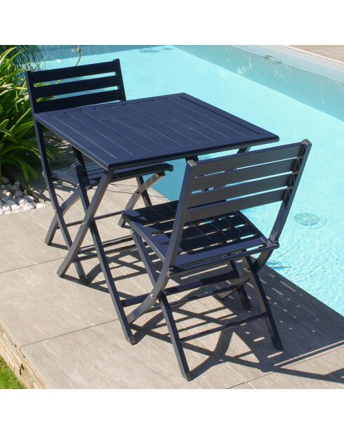 Gartenset Marius TB70 Klapptisch + 2 Marius CP Klappstühle marine - 70x70x73 cm