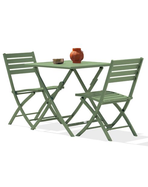 Gartenset Marius TB70 Klapptisch + 2 Marius CP Klappstühle Lagune - 70x70x73 cm