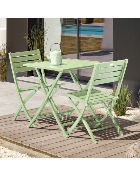 Gartenset Marius TB70 Klapptisch + 2 Marius CP Klappstühle Lagune - 70x70x73 cm