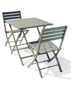 Gartenset Marius TB70 Klapptisch + 2 khakifarbene Marius CP Klappstühle - 70x70x73 cm