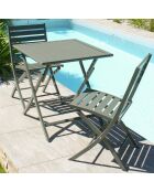 Gartenset Marius TB70 Klapptisch + 2 khakifarbene Marius CP Klappstühle - 70x70x73 cm