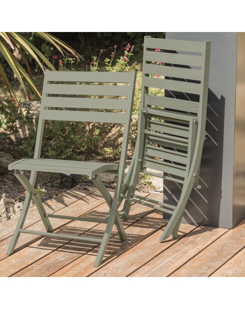 Gartenset Marius TB70 Klapptisch + 2 khakifarbene Marius CP Klappstühle - 70x70x73 cm