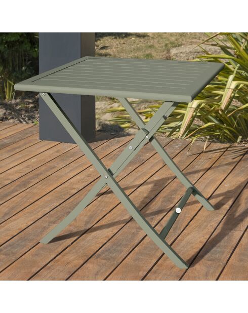 Gartenset Marius TB70 Klapptisch + 2 khakifarbene Marius CP Klappstühle - 70x70x73 cm