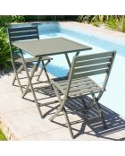 Gartenset Marius TB70 Klapptisch + 2 khakifarbene Marius CP Klappstühle - 70x70x73 cm