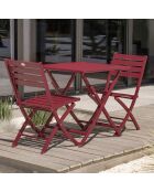 Gartenset Marius TB70 Klapptisch + 2 Marius CP Klappstühle karminrot - 70x70x73 cm