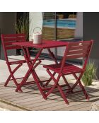 Gartenset Marius TB70 Klapptisch + 2 Marius CP Klappstühle karminrot - 70x70x73 cm