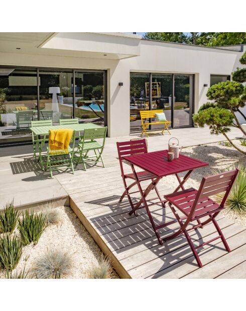 Gartenset Marius TB70 Klapptisch + 2 Marius CP Klappstühle karminrot - 70x70x73 cm
