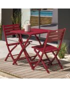 Gartenset Marius TB70 Klapptisch + 2 Marius CP Klappstühle karminrot - 70x70x73 cm