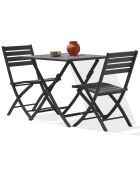 Set de jardín Mesa plegable Marius TB70 + 2 sillas plegables Marius CP gris antracita - 70x70x73 cm