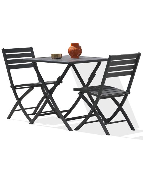 Set de jardín Mesa plegable Marius TB70 + 2 sillas plegables Marius CP gris antracita - 70x70x73 cm