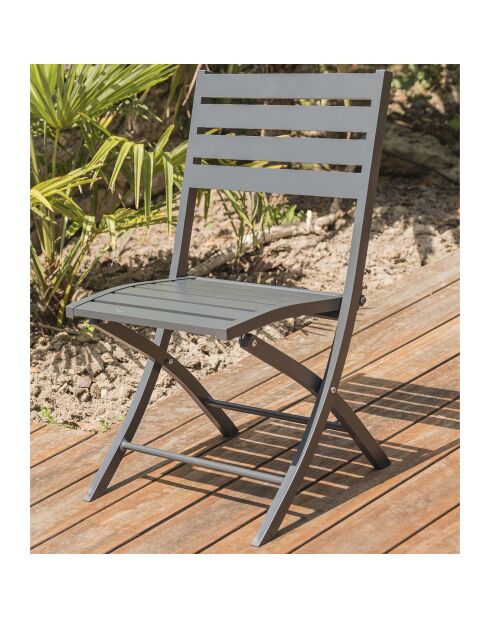 Set de jardín Mesa plegable Marius TB70 + 2 sillas plegables Marius CP gris antracita - 70x70x73 cm