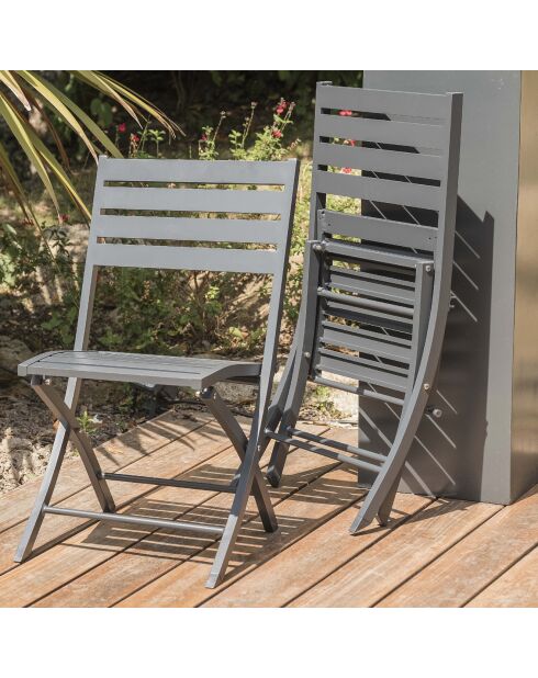 Set de jardín Mesa plegable Marius TB70 + 2 sillas plegables Marius CP gris antracita - 70x70x73 cm