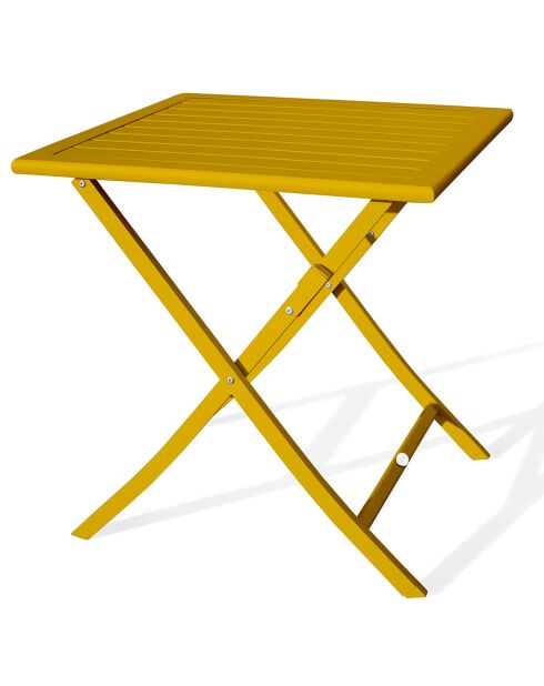 Marius mosterdgele opvouwbare tuintafel - 70x70x73 cm