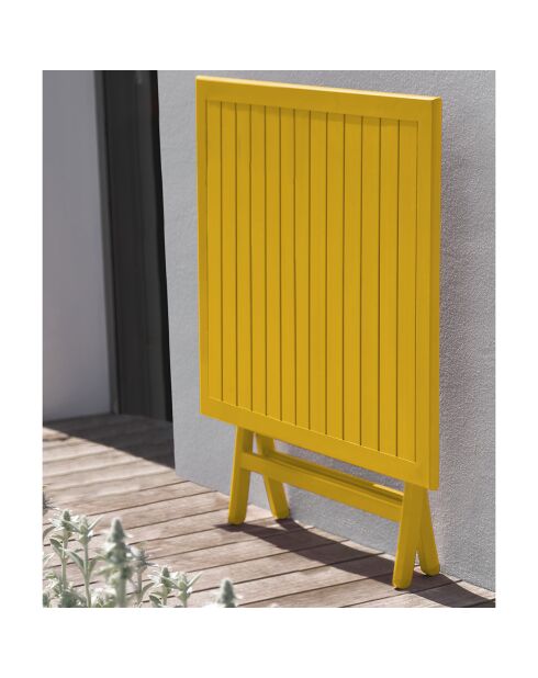 Marius mosterdgele opvouwbare tuintafel - 70x70x73 cm