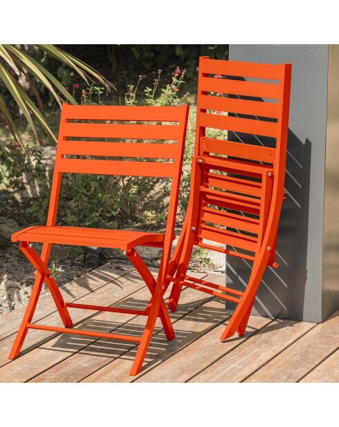 2 Marius oranje opvouwbare tuinstoelen - 46x41x82 cm