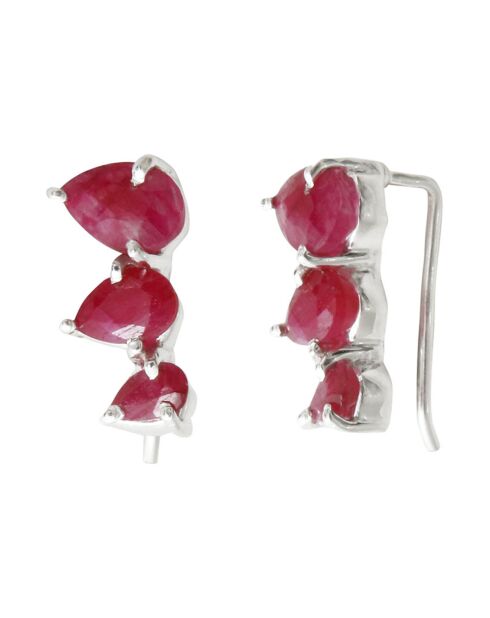 Boucles d'oreilles en Argent & Sillimanite teintée rouge/rose