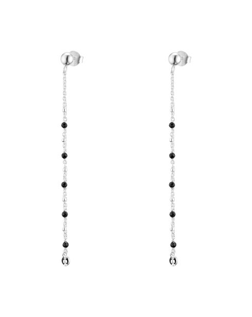 Boucles d'oreilles pendantes en Argent & Onyx Noir