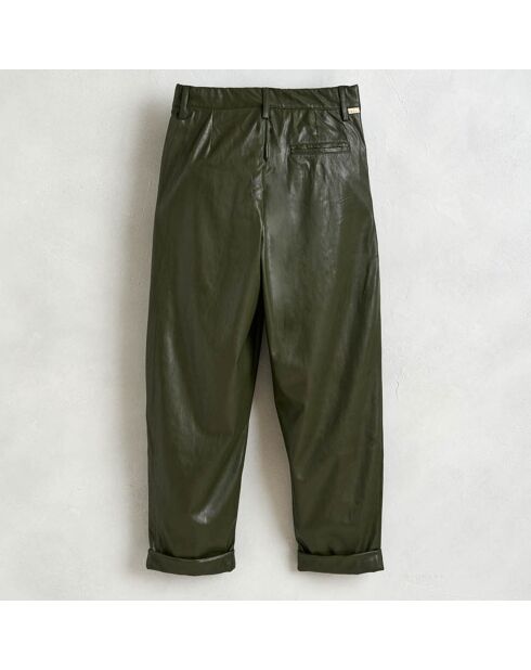 Pantalon Peace en Cuir vegan vert foret