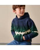 Sweat Bincho en Coton organique tie & dye marine/vert