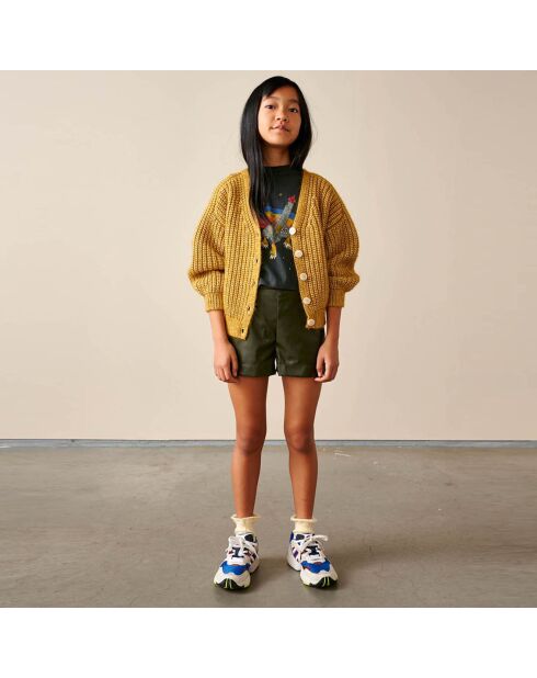 Pantalones cortos de cuero vegano Adelle Forest Green