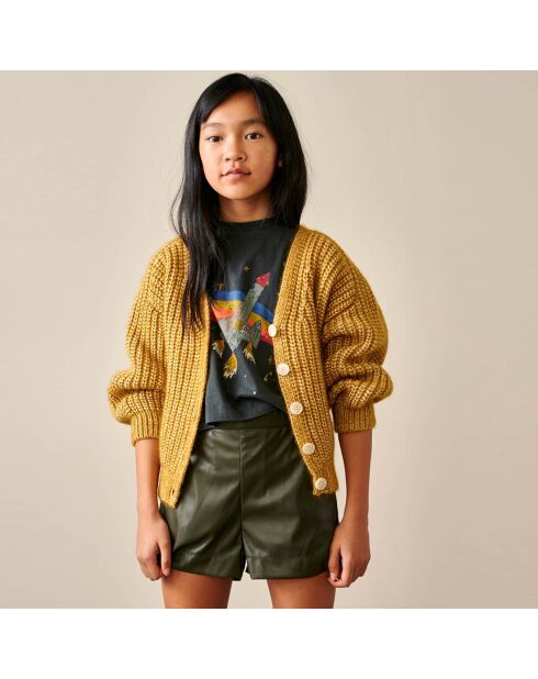 Pantalones cortos de cuero vegano Adelle Forest Green