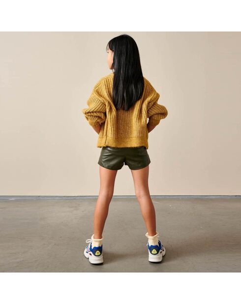 Pantalones cortos de cuero vegano Adelle Forest Green