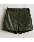 Short Adelle en Cuir vegan vert foret