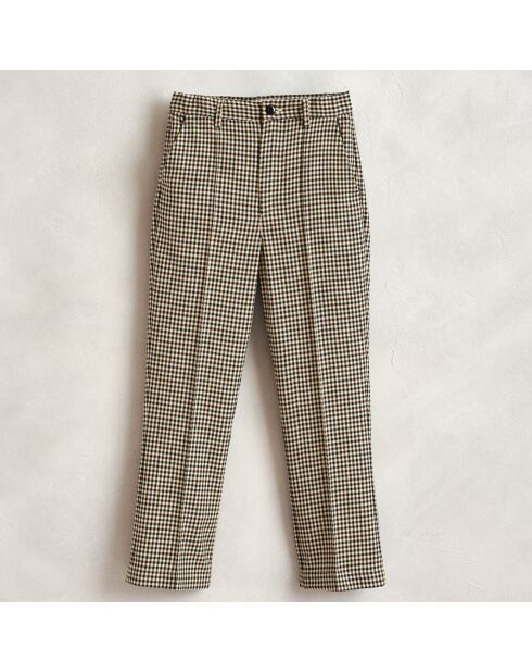 Pantalon Phiby 7/8 ème à carreaux taupe