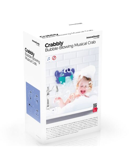 Crabe musical avec bulles de savon pour le bain Crabbly bleu