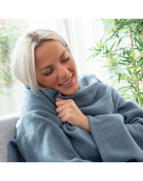 Coperta Faboulazy blu a manica singola con tasca centrale - 130x170 cm