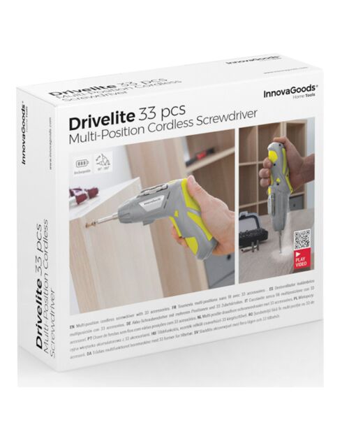 Tournevis électrique sans fil multifonctions avec accessoires Drivelite - 33 pièces