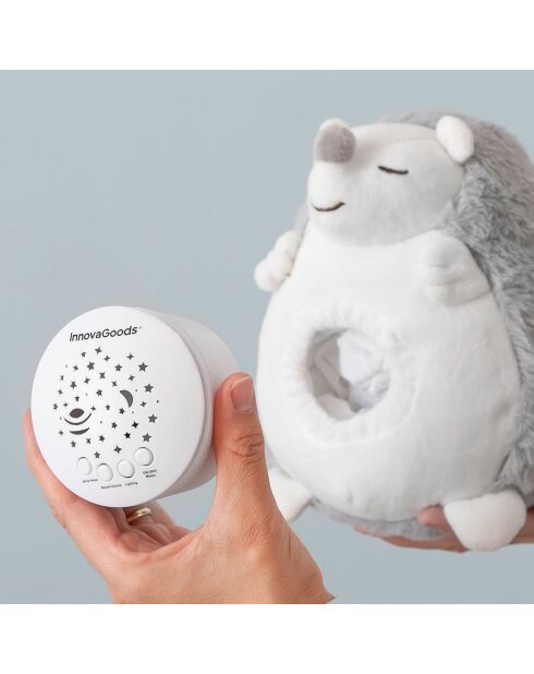 Hérisson en peluche avec bruit et veilleuse Spikey blanc/gris