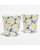 2 Mugs à thé en Porcelaine japonaise bleu/jaune - 25 ml