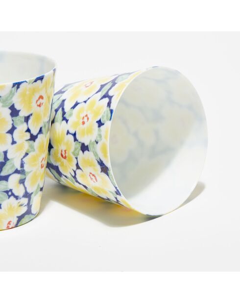 2 Mugs à thé en Porcelaine japonaise bleu/jaune - 25 ml