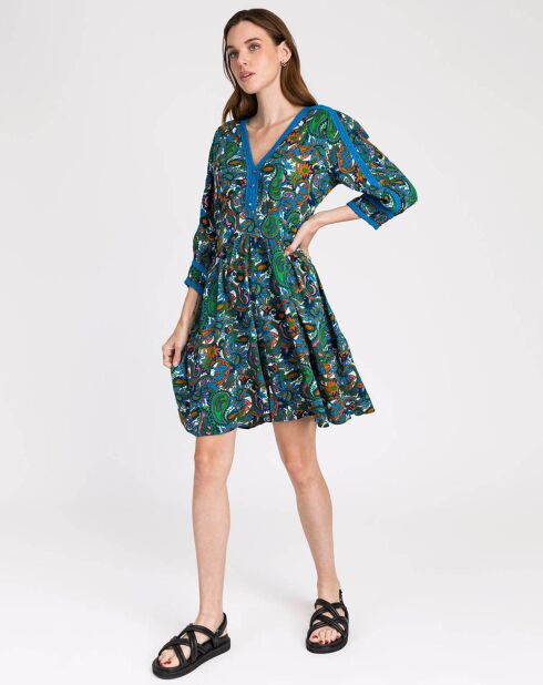 Robe Oriba saty bleu