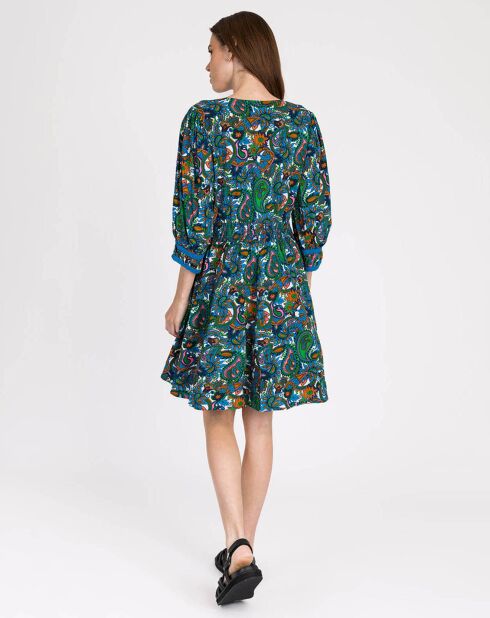 Robe Oriba saty bleu