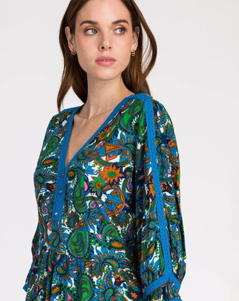 Robe Oriba saty bleu