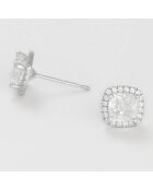 Boucles d'oreilles Carré brillant Zirconium or blanc