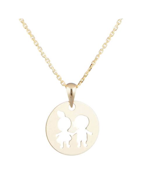 Kinderanhänger Bruder & Schwester aus Gelbgold