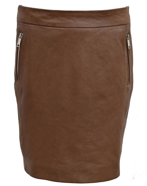Jupe en Cuir Blana cognac
