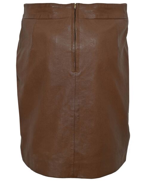 Jupe en Cuir Blana cognac