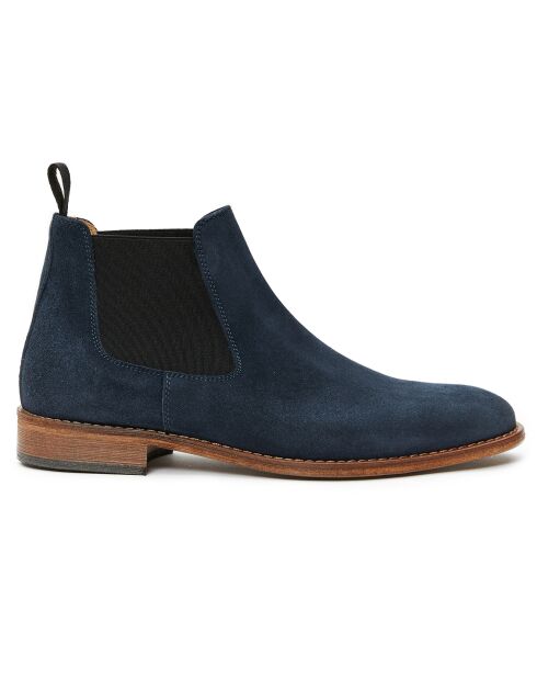 Chelsea Boots en Velours de Cuir Alicia marine