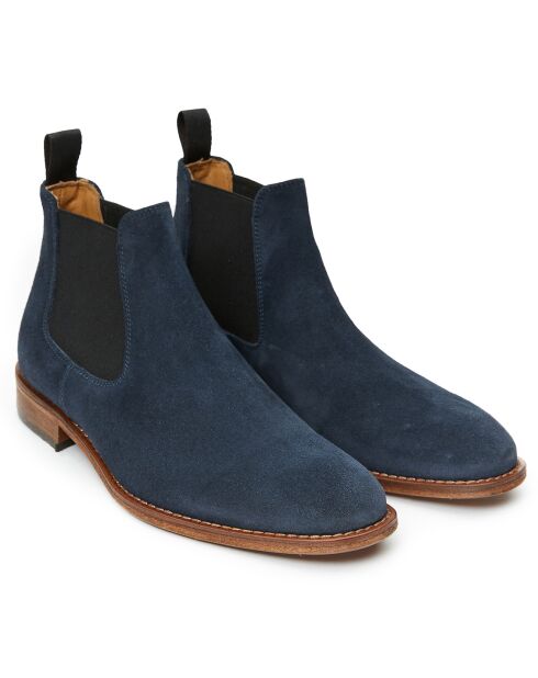 Chelsea Boots en Velours de Cuir Alicia marine