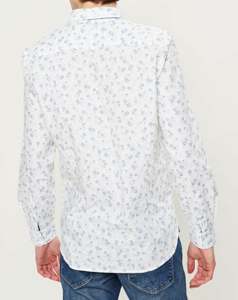 Chemise ajustée Darrel imprimée fleuri blanc/bleu