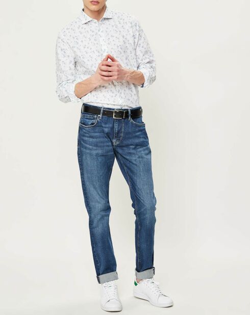 Chemise ajustée Darrel imprimée fleuri blanc/bleu